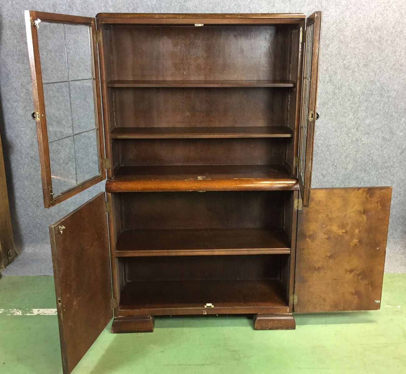 Glass art deco oak buffet