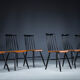 French Fanett Beech and Teak Chairs by Ilmari Tapiovaara, 1960s, Set of 6
