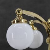 1930s Restored Brass Chandelier, Czechoslovakia