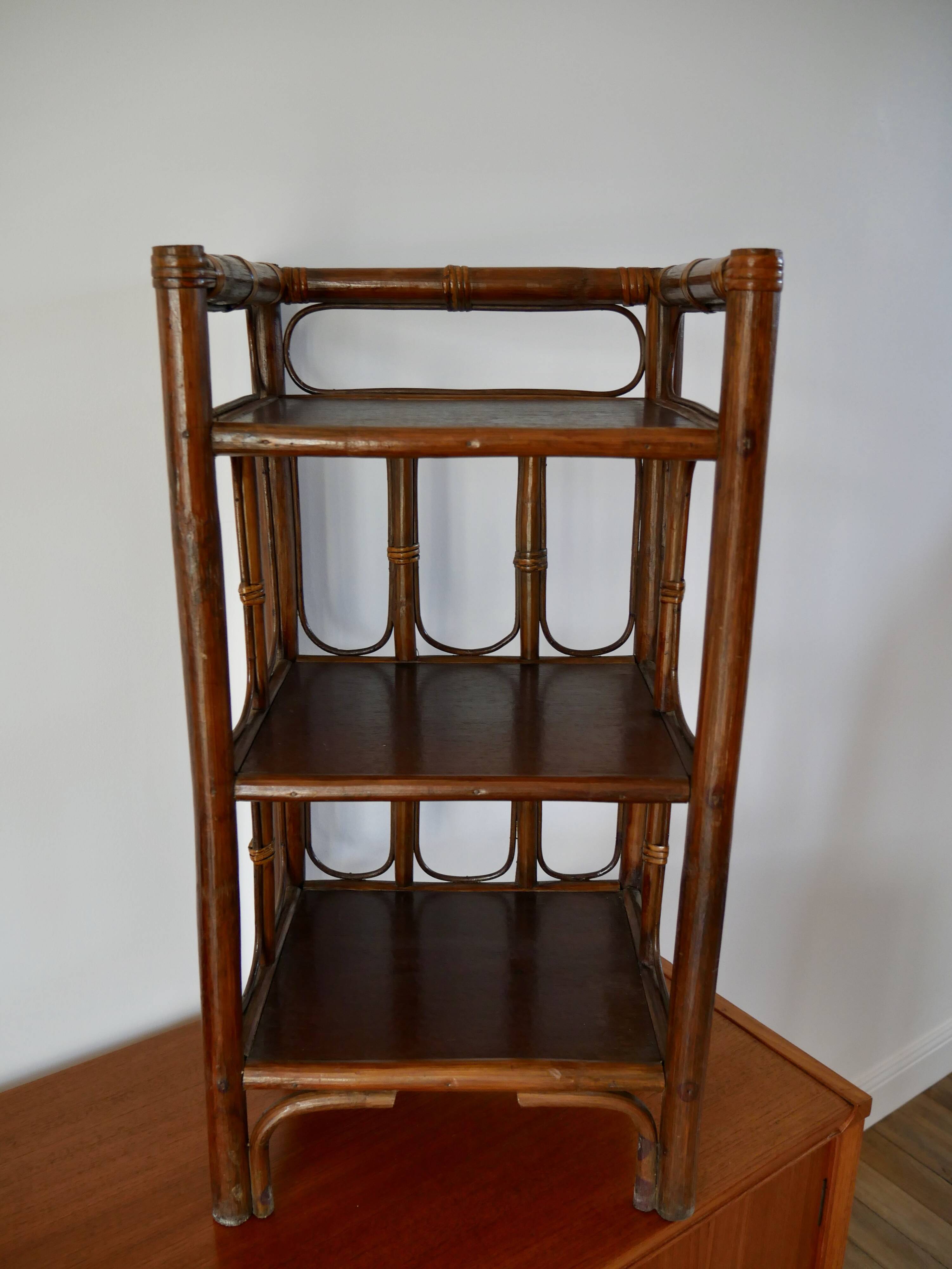 Rattan side table / bedside table bamboo style rattan bedside table bamboo style 70s