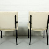 Set of 2 Industrial minimalist black metal tube frame chairs, 1960s
