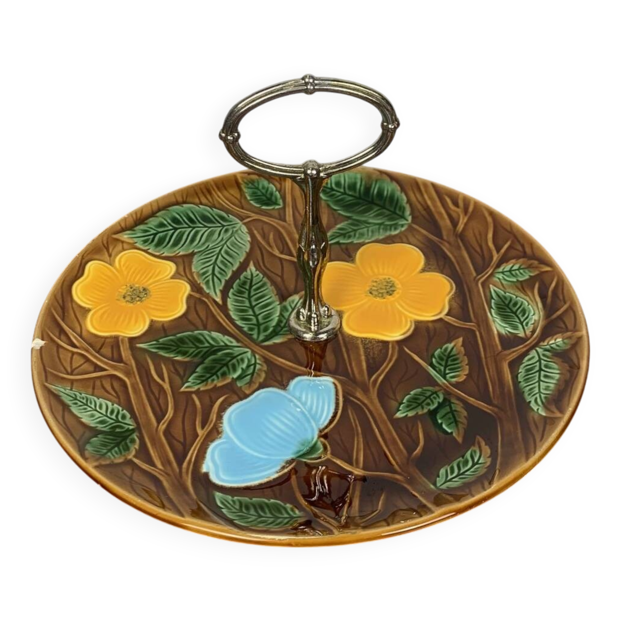 Barbotine Serving Tray, Sarreguemines, 1950