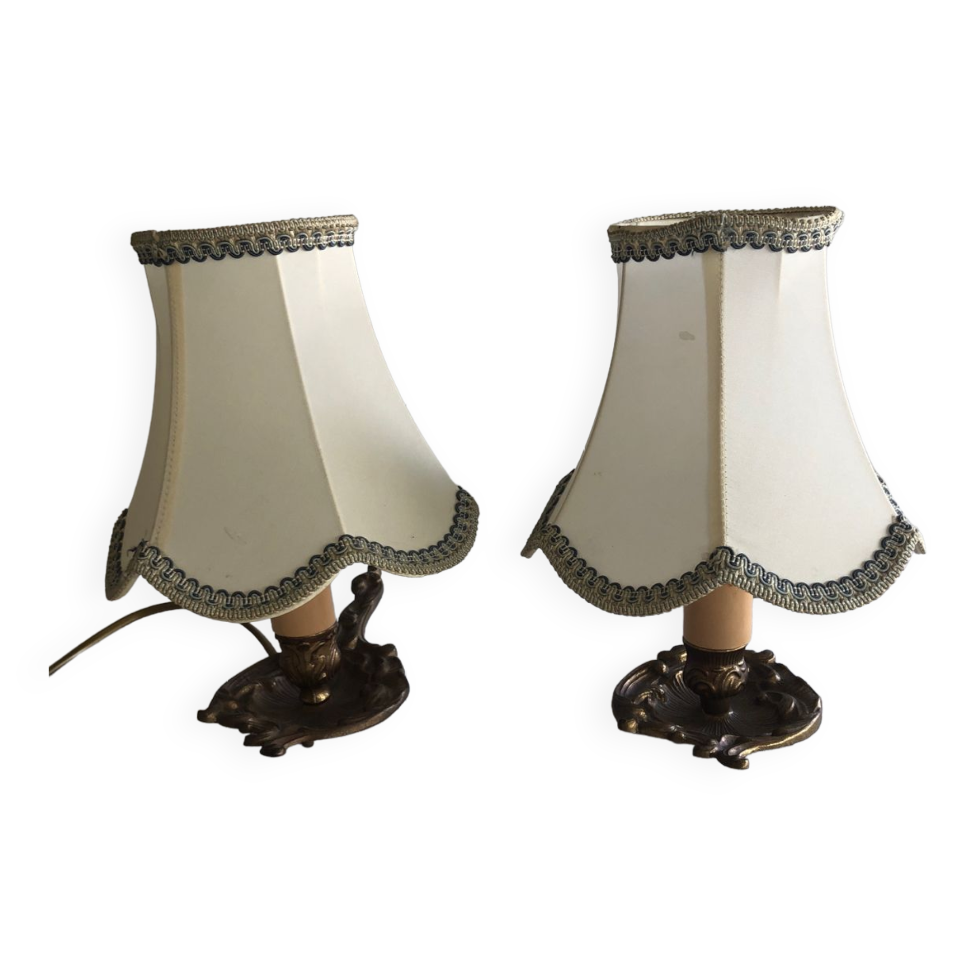 2 lampes de chevet Vintage à poser pied bougie en laiton