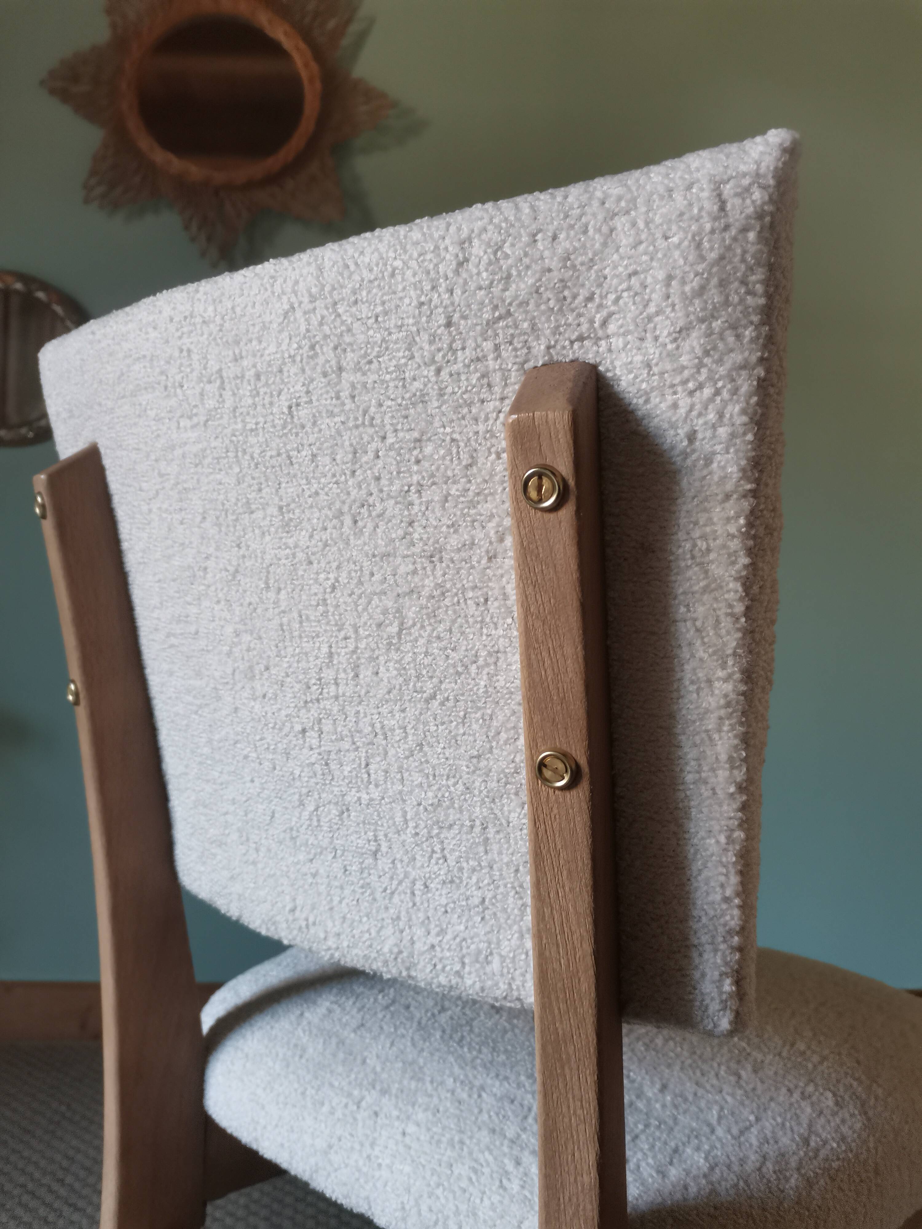 Art Deco white boucle chairs