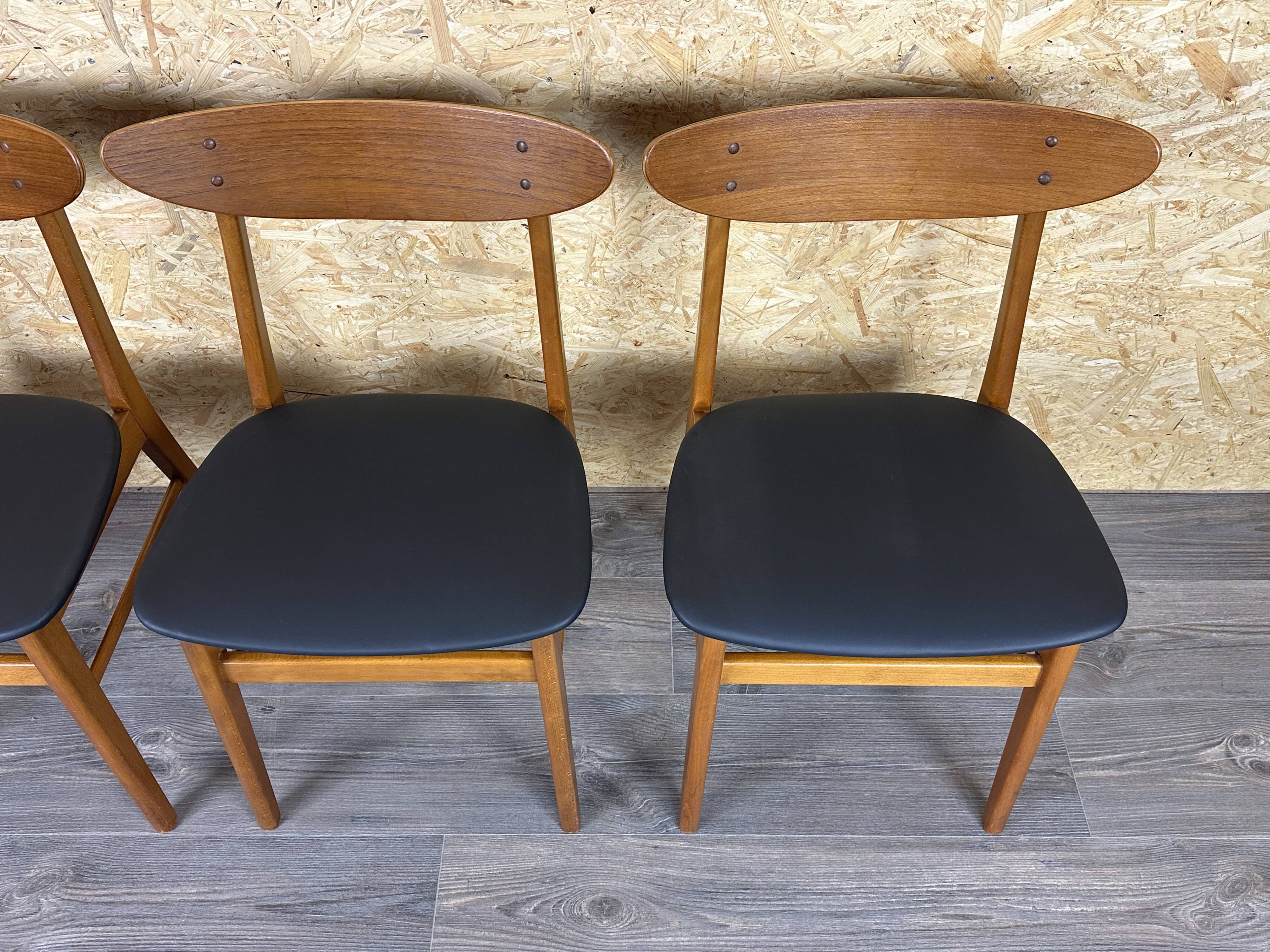 4x 60s 70s Teak Dining Room Chairs Danish Modern Design