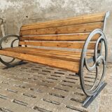 Antique garden bench cast iron with old beams 210 cm