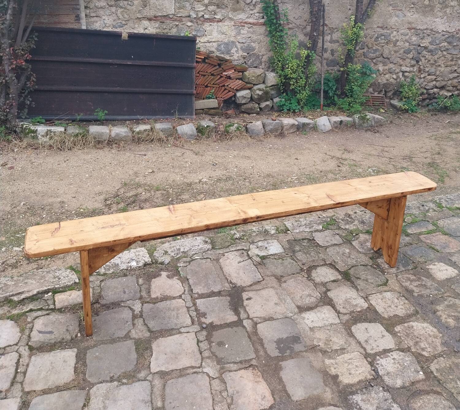 Wooden farm bench