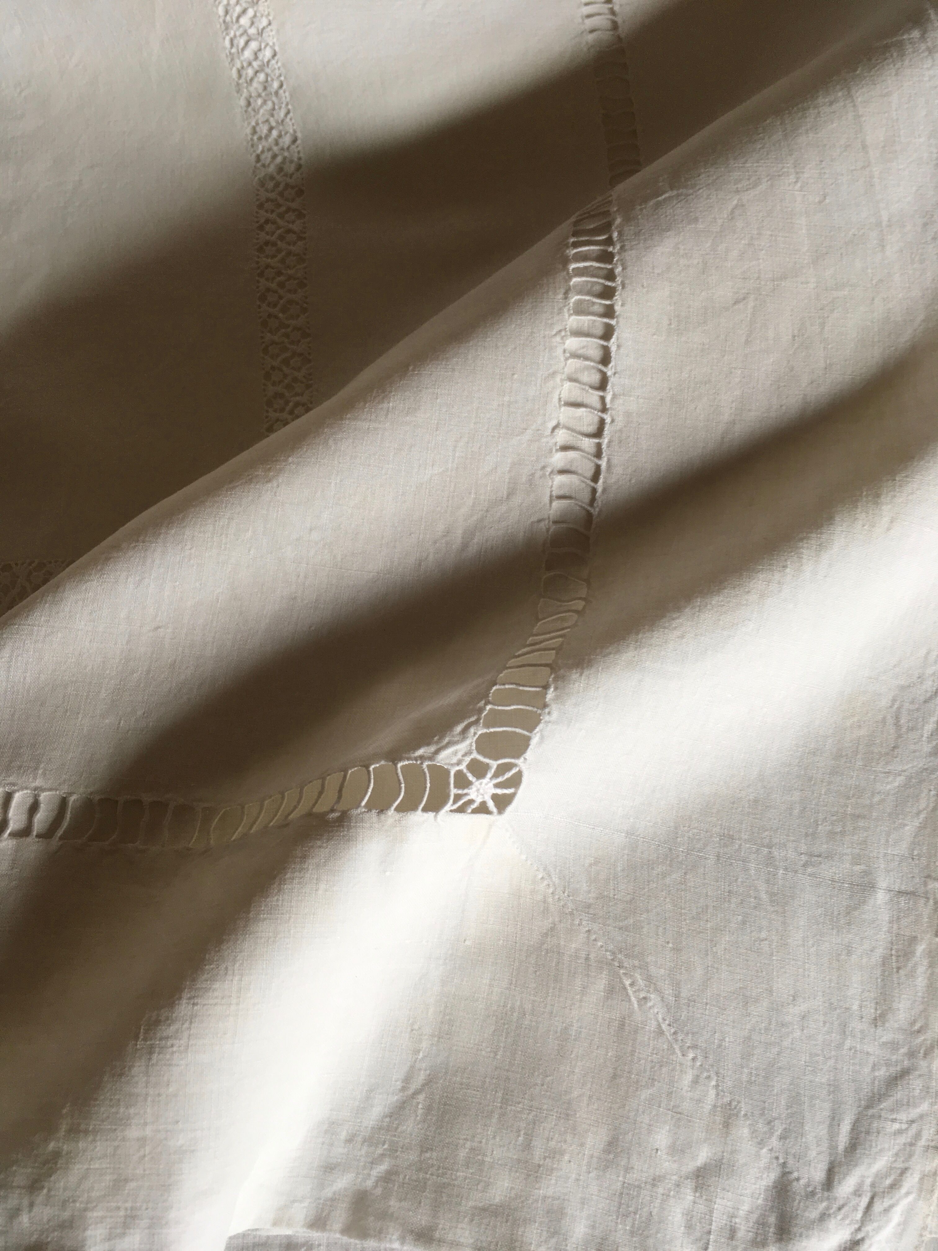 Old original FG Monogram embroidered linen canvas sheet early 20th