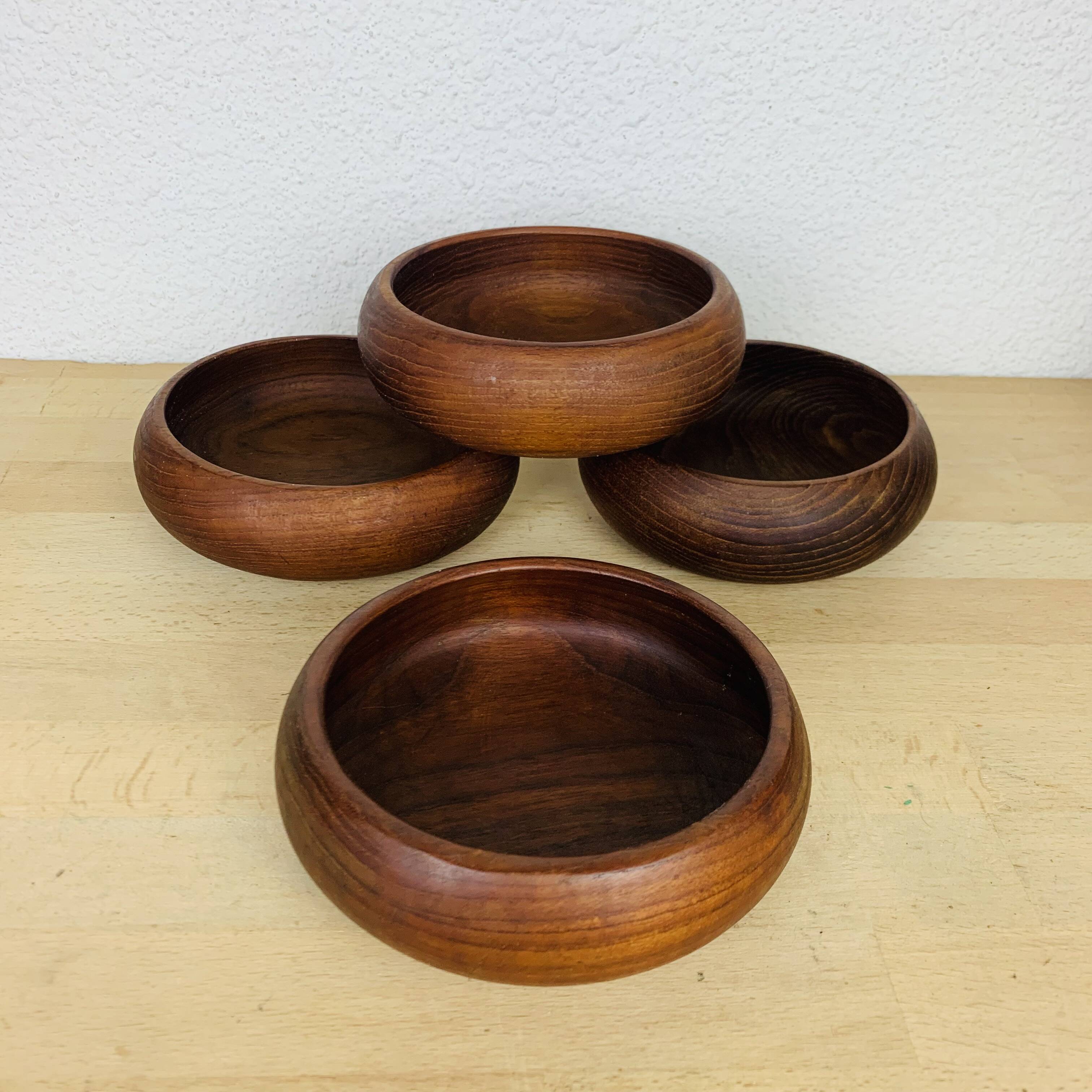 4 Danish Scandinavian teak empty pocket bowls, 1960s