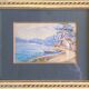 Painting "Mediterranean Seaside" Watercolor signed around 1920