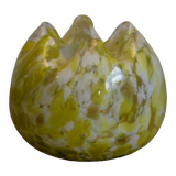 Vase verre jaune et blanc