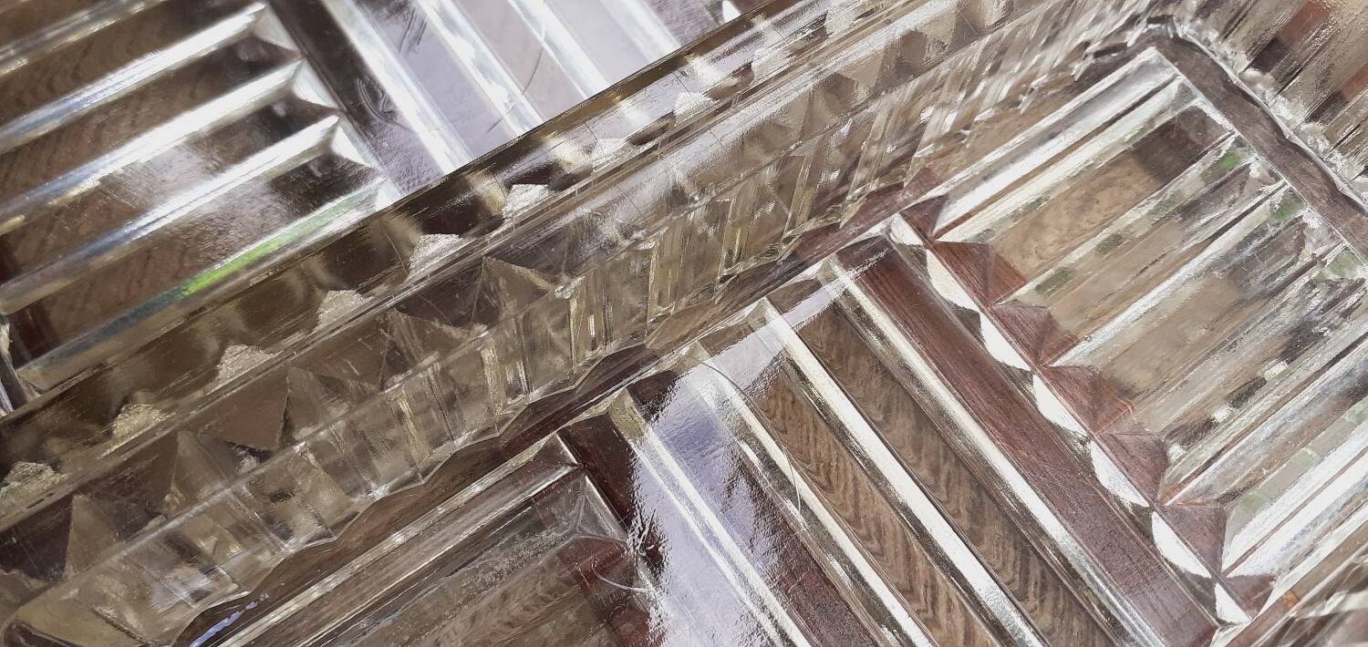 Vintage aperitif tray in oak and molded glass from the 50s