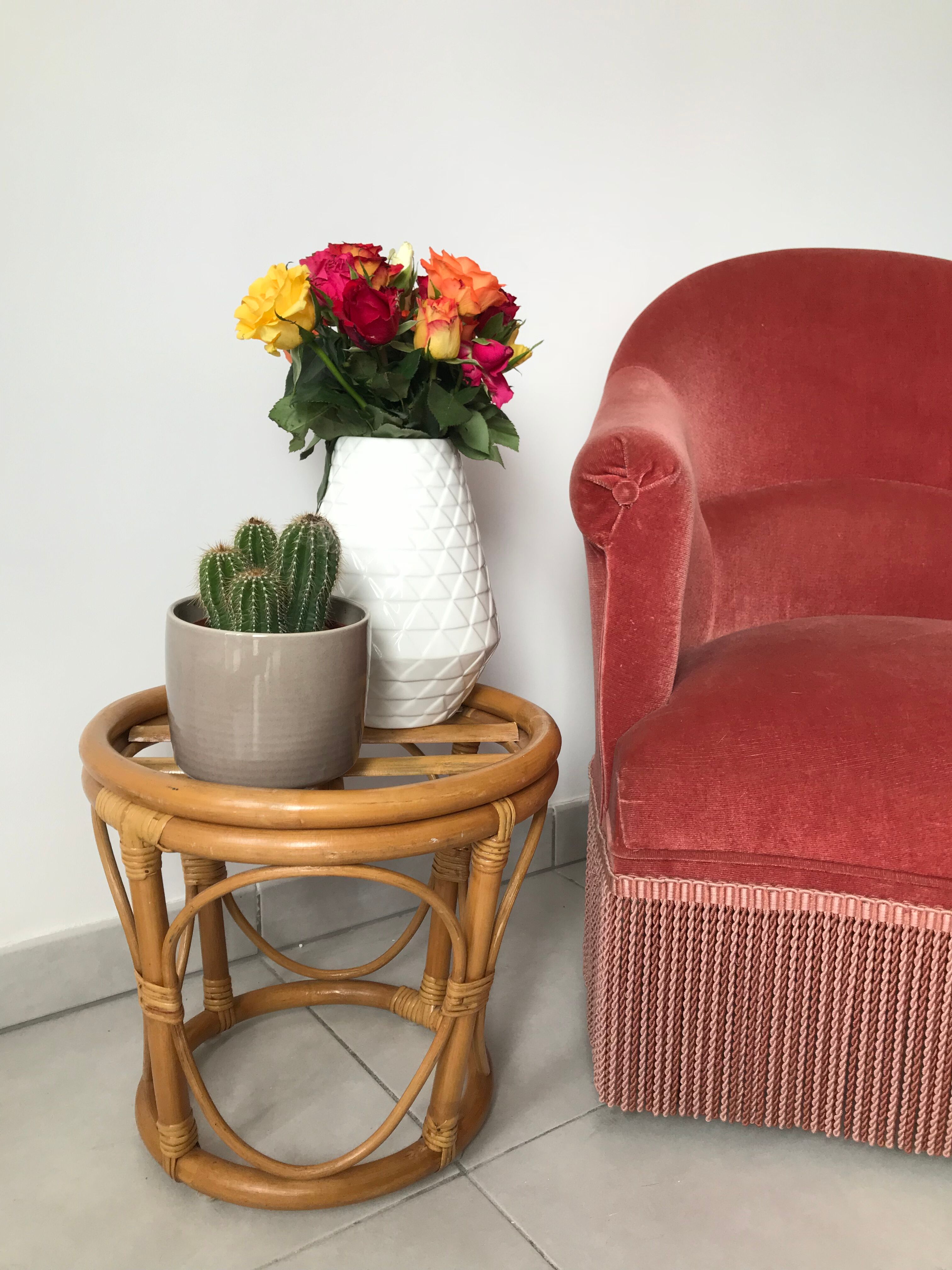 Vintage rattan stool