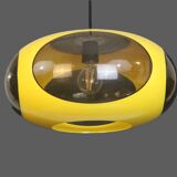 Rare suspension OVNI en forme d'œil d'insecte de l'ère spatiale Belgique massive couleur jaune