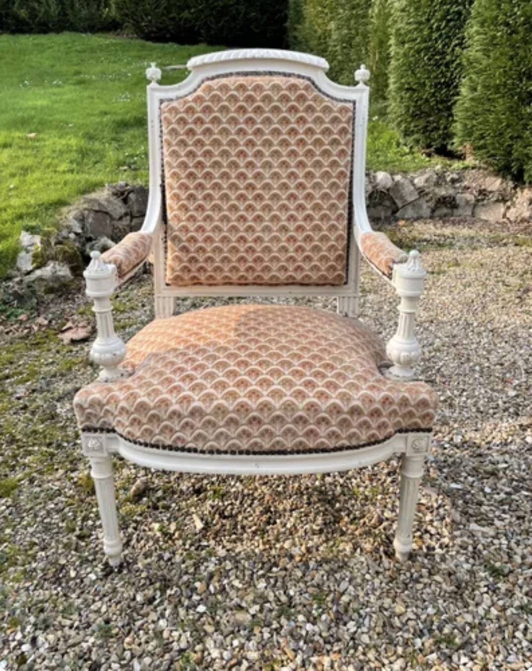 Louis XVI bench, bleached wood, Napoléon III period.