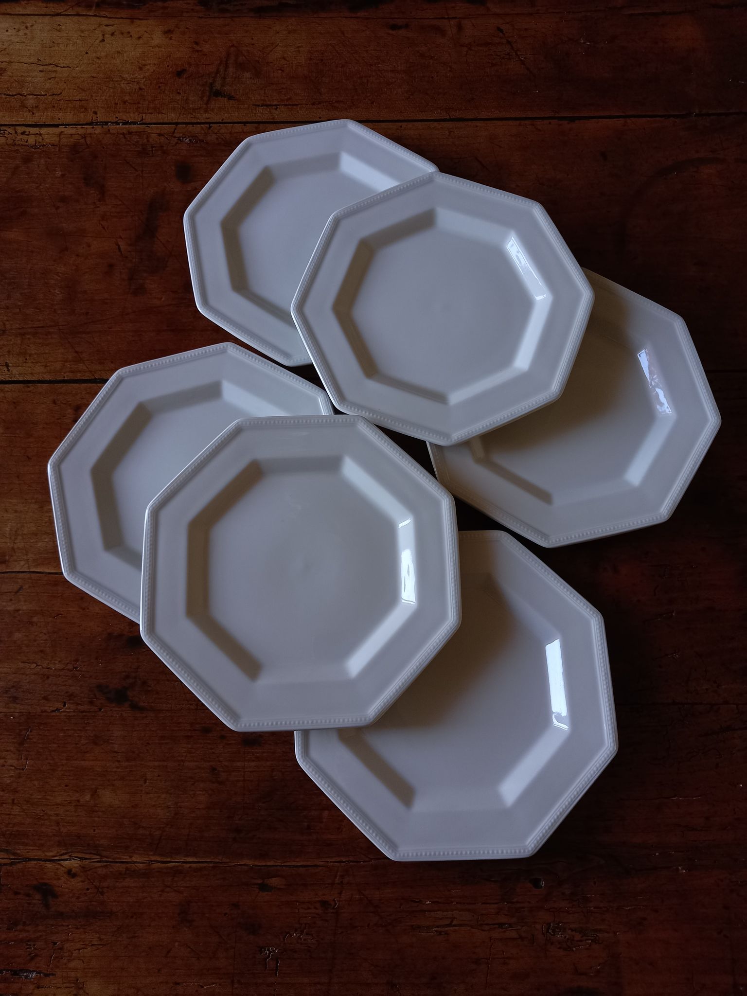 6 white octagonal dessert plates Johnson Brothers Heritage (ø 19.5 cm)