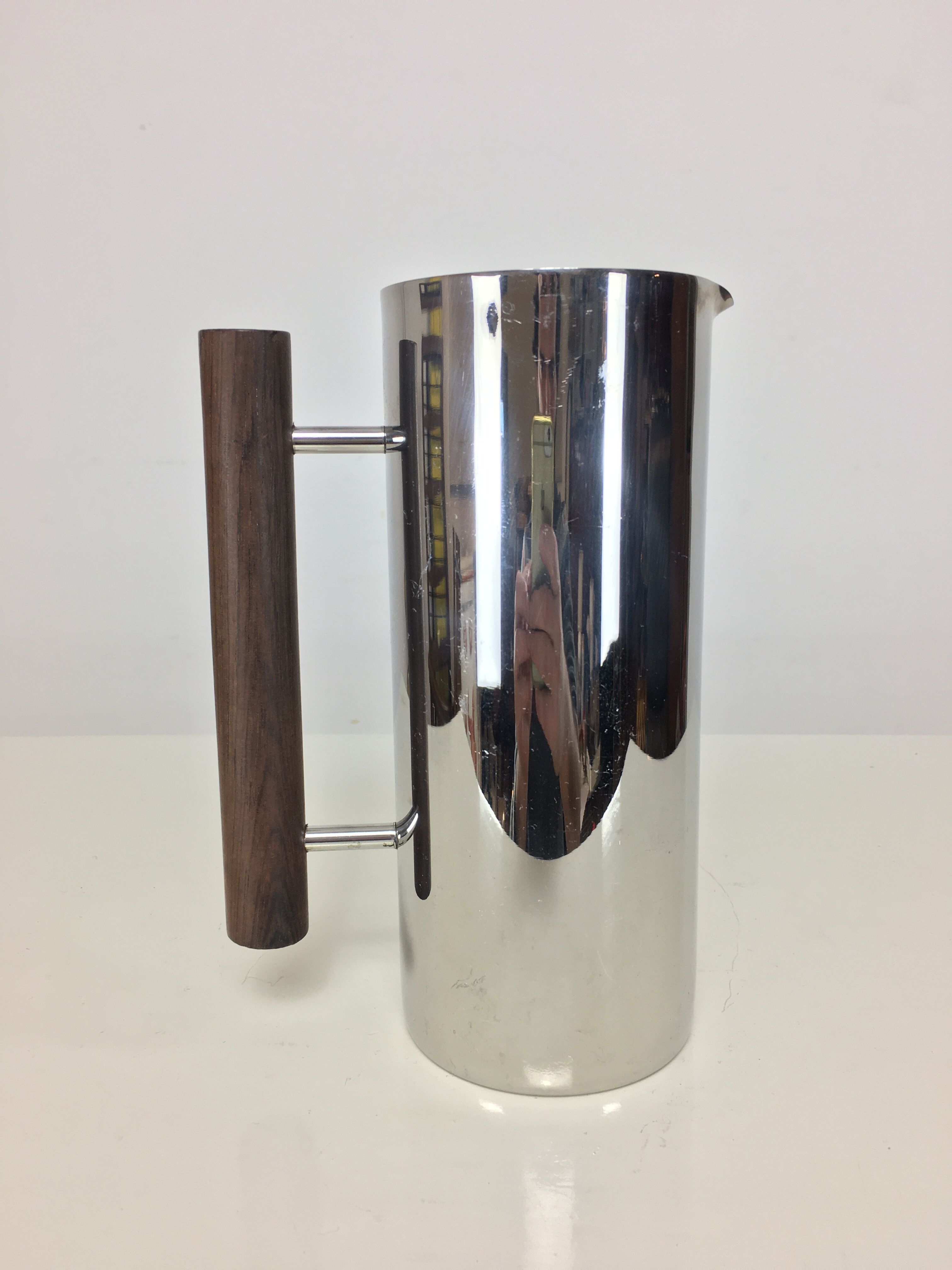 Scandinavian pitcher by Guy Degrenne, stainless steel and wood
