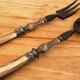 Vintage serving cutlery in horn and wrought metal