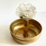 Vintage brass and glass candle holder