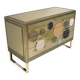 Mid-Century Modern Style Solid Wood Glass and Brass Large Italian Commode