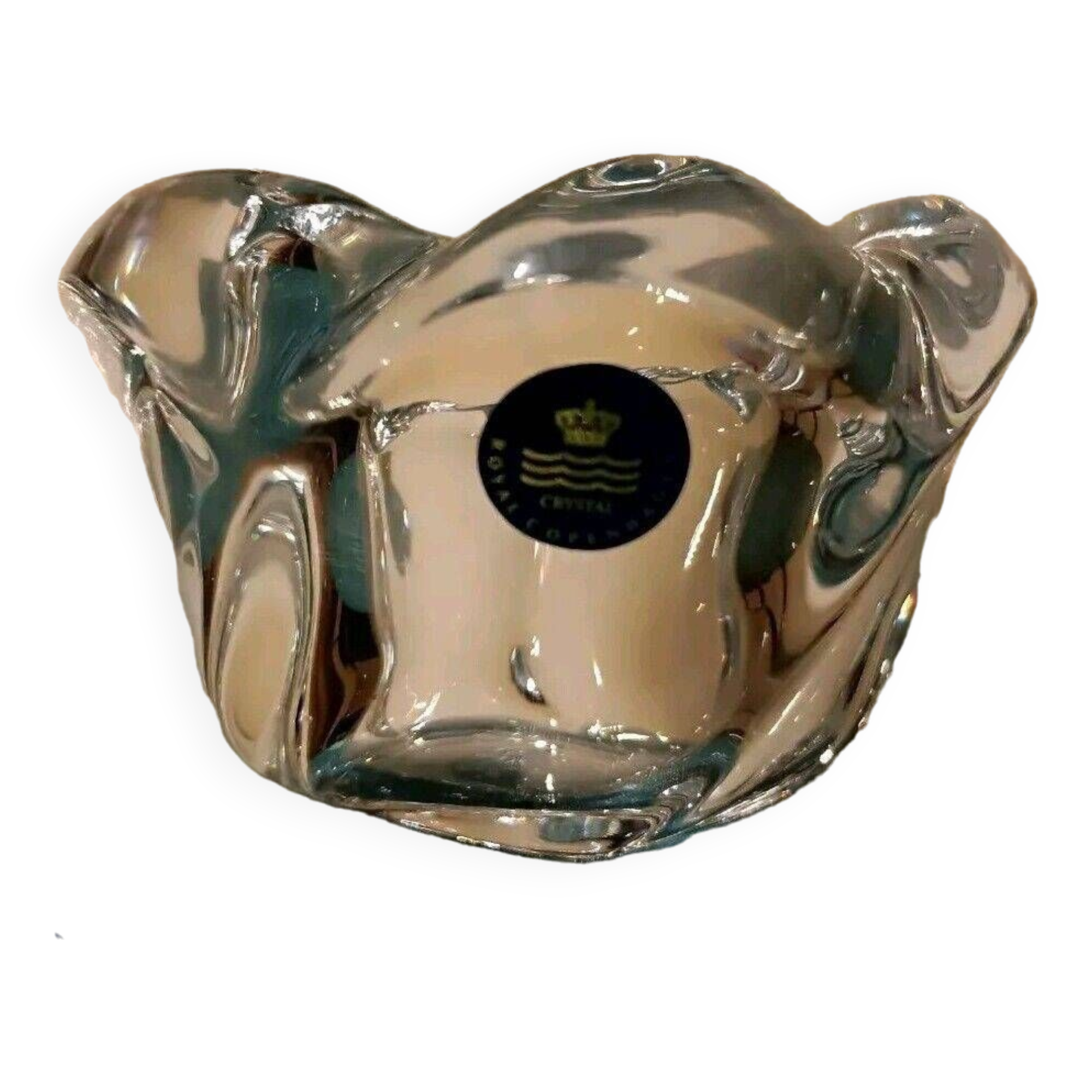 Tealight holder, vintage crystal pocket, Royal Copenhagen, Denmark 1980