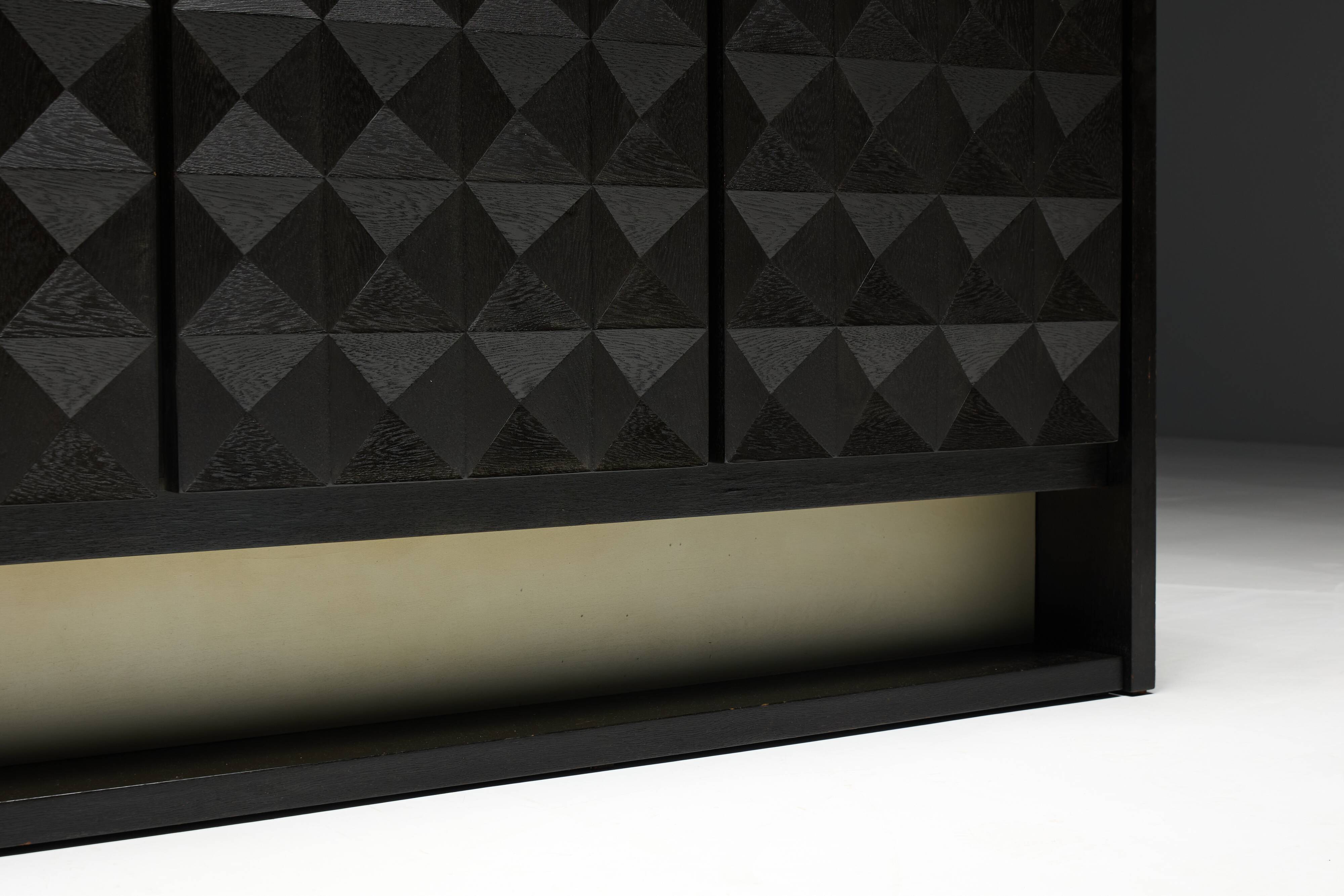 Brutalist Sideboard by De Coene in Stained Oak, Belgium, 1970s