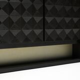 Brutalist Sideboard by De Coene in Stained Oak, Belgium, 1970s