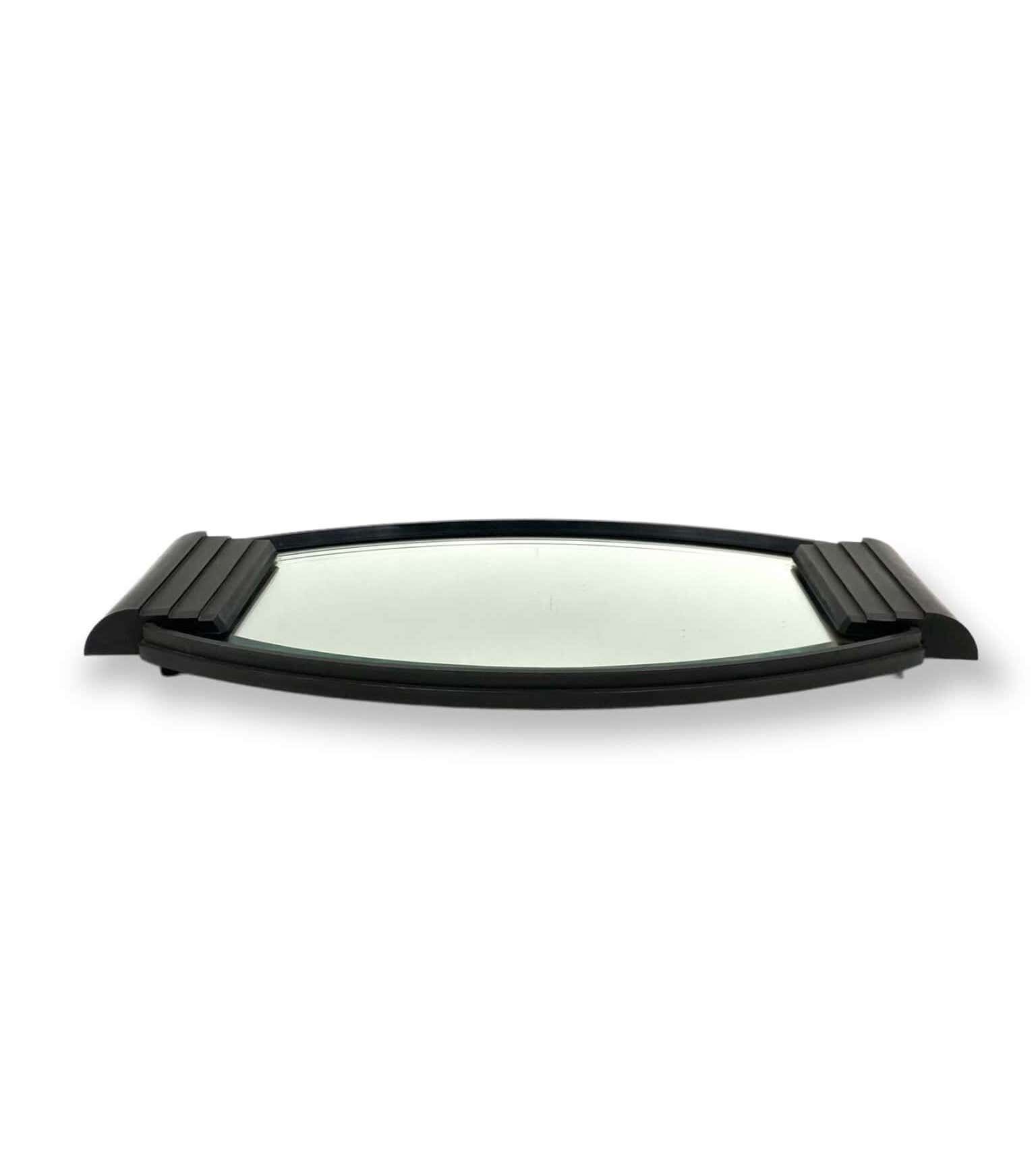 Art deco cubist bakelite mirrored tray, France 1930s