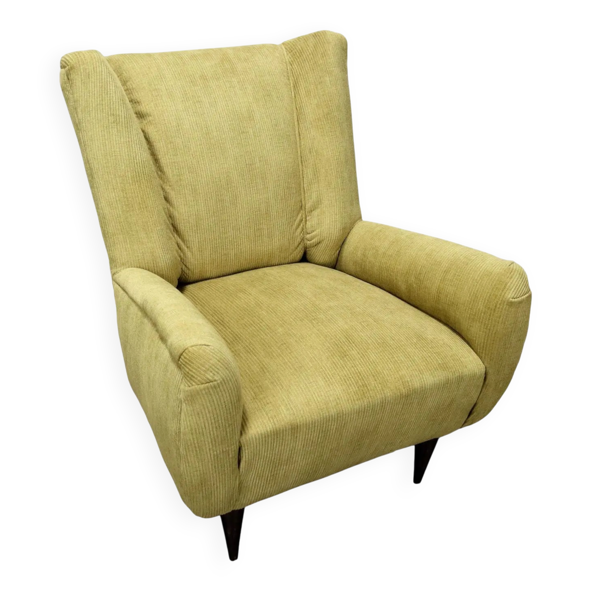 Vintage armchair in painted wood and velvet, Italy, 1950s-60s.