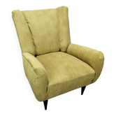 Vintage armchair in painted wood and velvet, Italy, 1950s-60s.