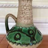 Emerald glazed ceramic pitcher vase