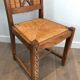 Lot de 6 chaises brutalistes en bois et rotin