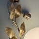 Vintage wall lamp in gold metal and white opaline