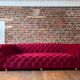Seat / sofa / bank chesterfield wine red velvet retro