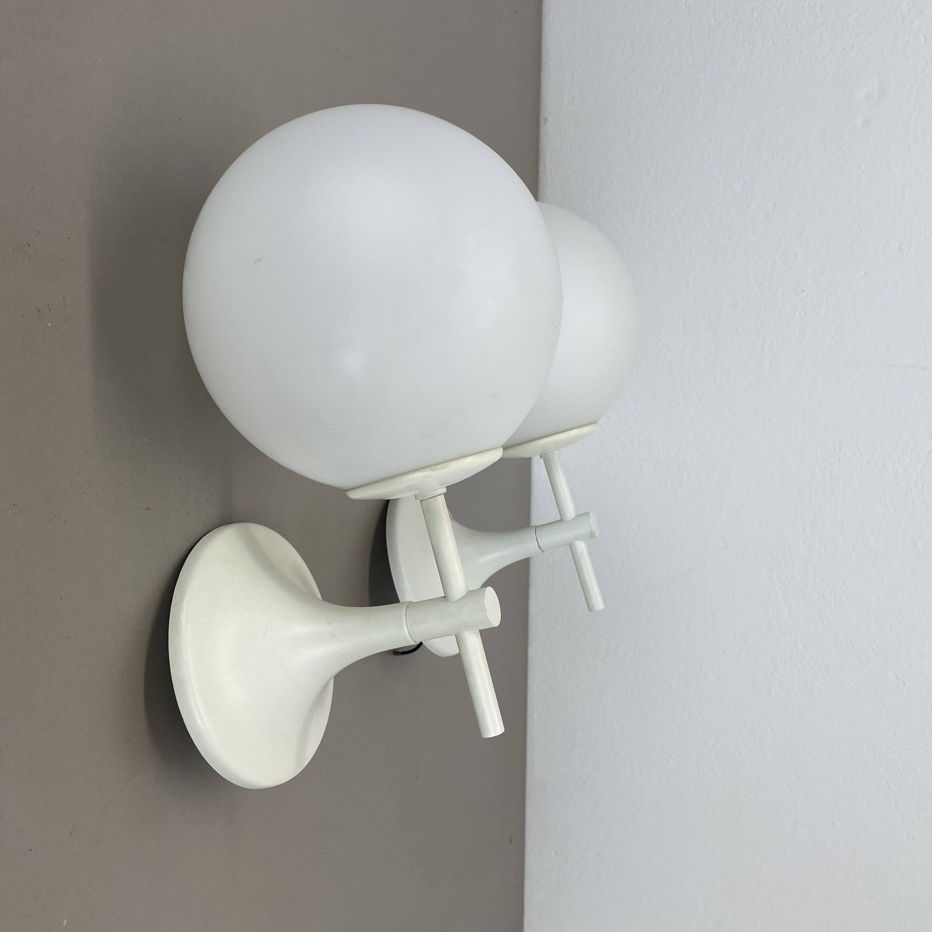 Set of Two white Ball Wall Lights by E. R. NEELE for Temde, Switzerland, 19