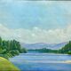 Tableau paysage au lac signé a Bailloud  années 50/70
