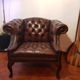 Pair of leather Chesterfield armchairs