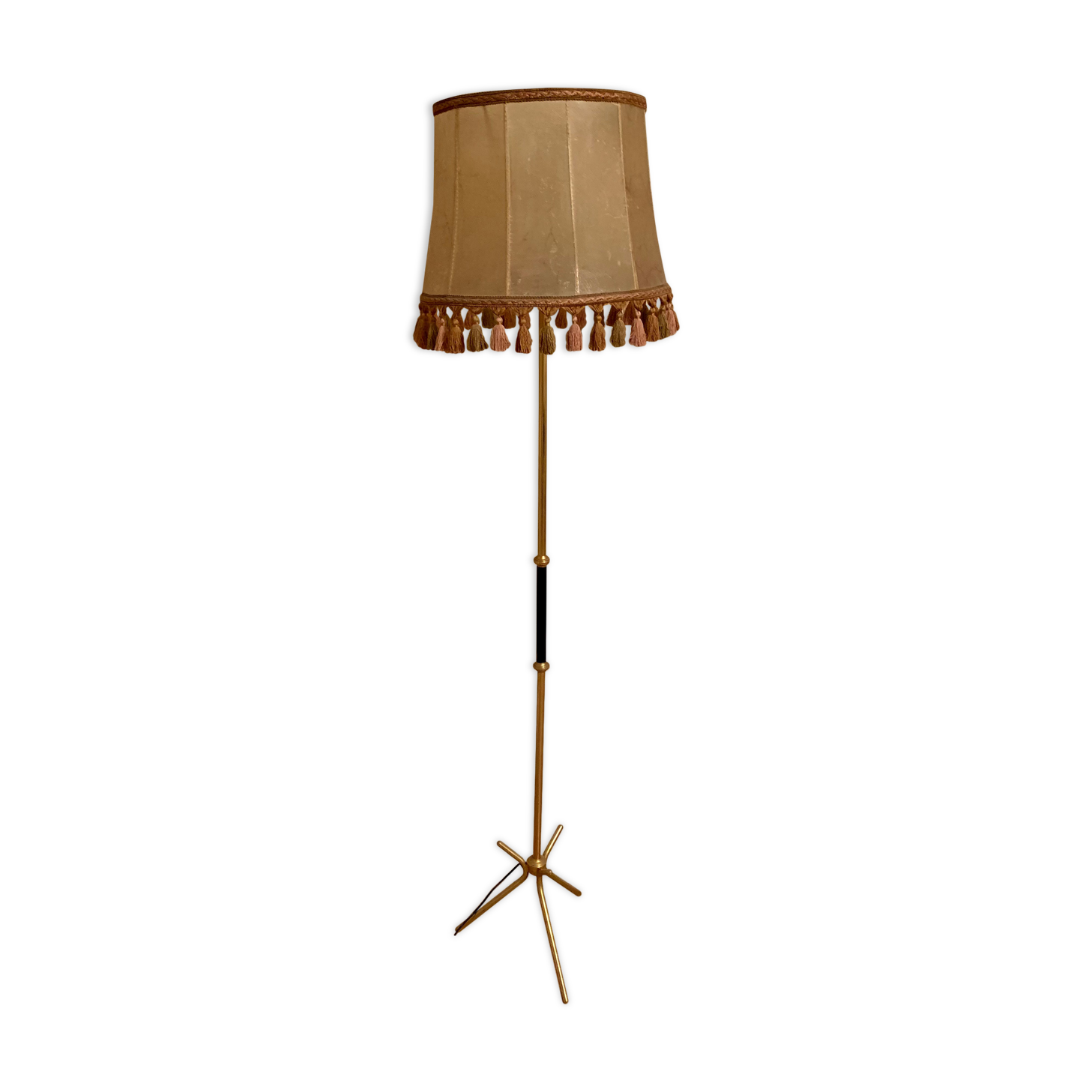 Tripod floor lamp brass