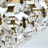 Brass and cut crystal basket chandelier, Empire style.