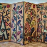 Screen decorated with wool threads, “Huichol” art, Sofia Ribeira, 124 cm