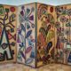 Screen decorated with wool threads, “Huichol” art, Sofia Ribeira, 124 cm