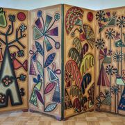 Screen decorated with wool threads, “Huichol” art, Sofia Ribeira, 124 cm