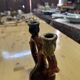Vintage Vallauris ceramic two-branch candlestick chandelier