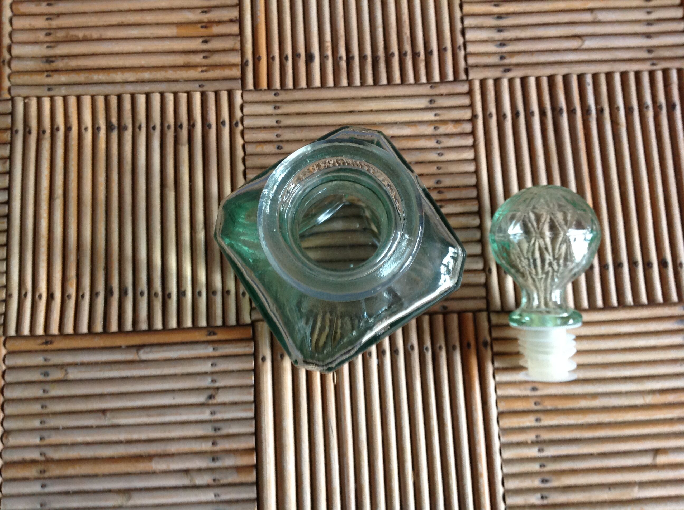 Green glass carafe