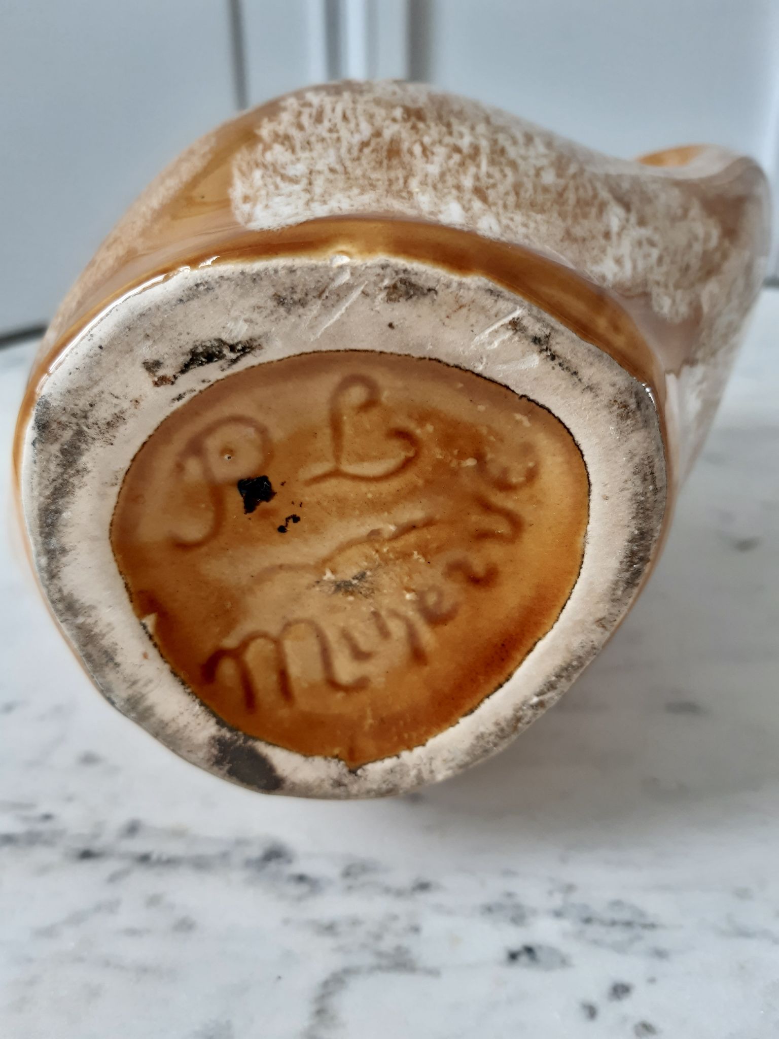 Vase en céramique moderniste signé PL Minerve années 60-70s