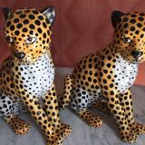 Pair of ceramic leopards