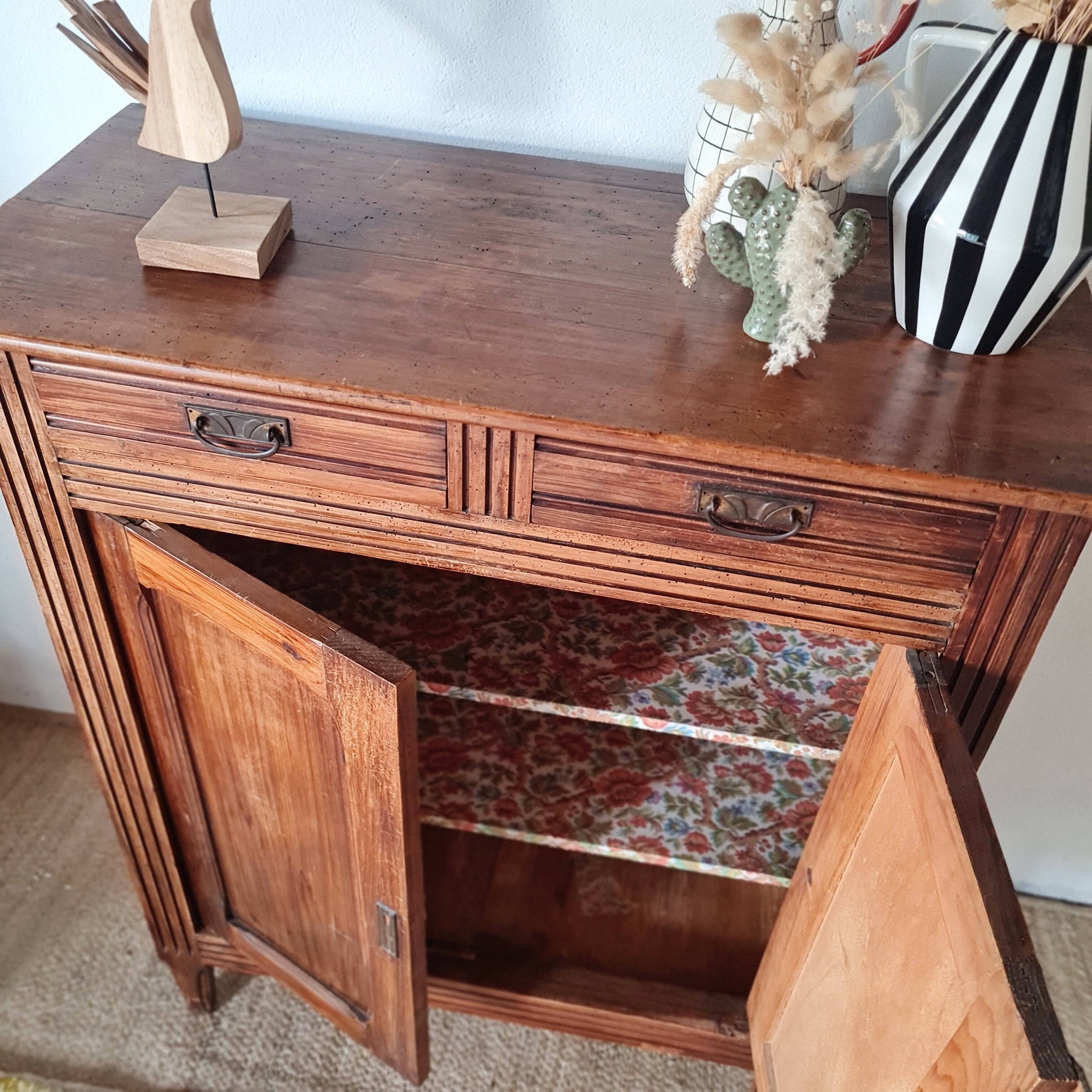 Buffet parisien bois ancien 2 portes panneautées