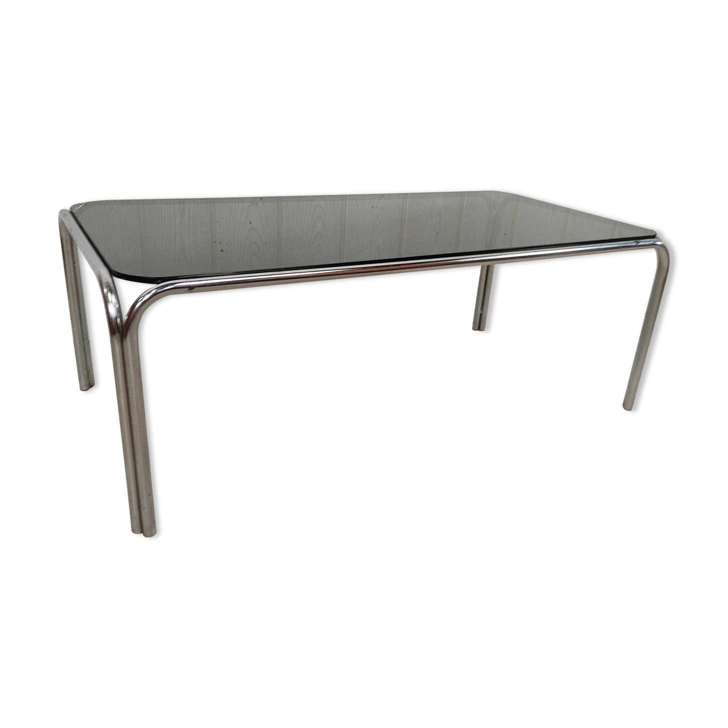 Vintage coffee table chrome and smoked glass