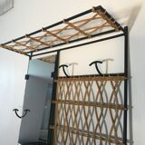 Vintage rattan wall coat rack 1950-60