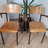 Set of 2 vintage schoolmaster chairs